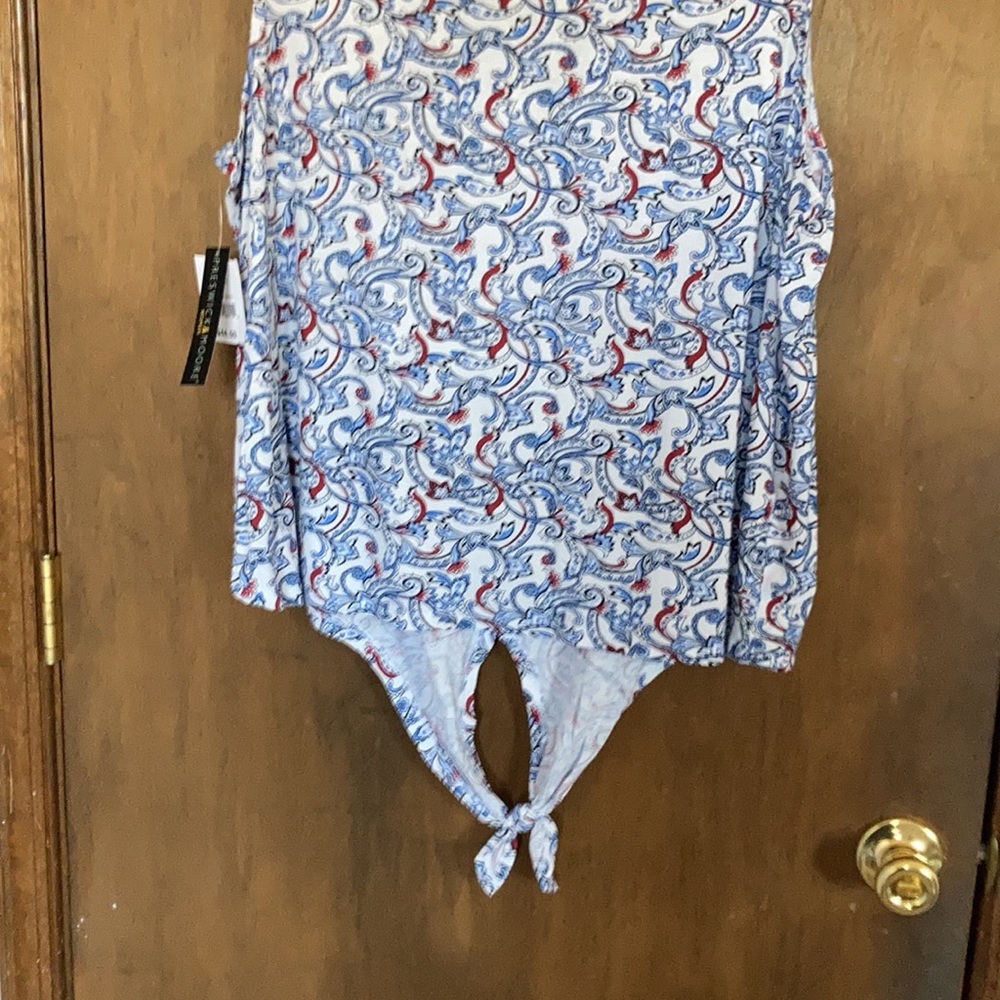 Preswick & Moore top paisley floral print top w stretch & tie detail 2X - Picture 8 of 17